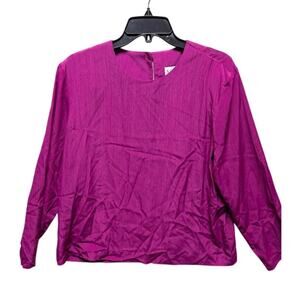 S G Sport Career long Sleeve Pullover Blouse Shirt LARGE Purple Keyhole Back
